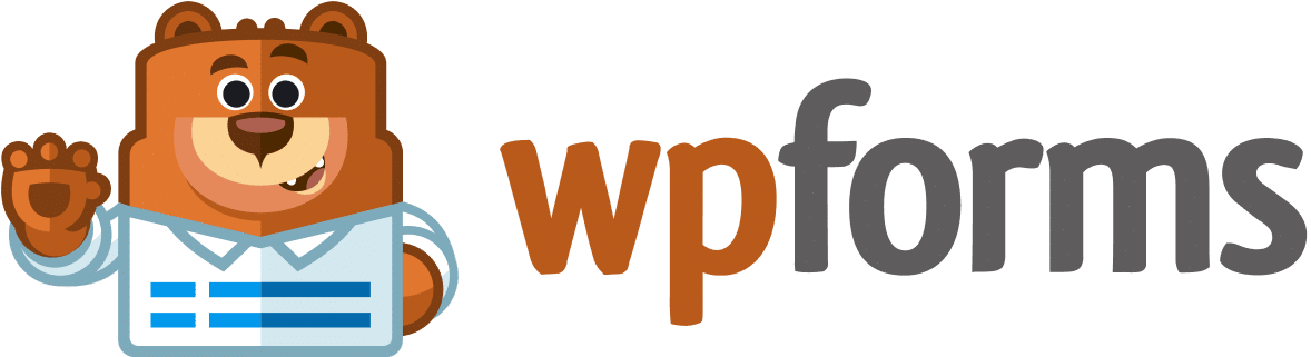 Logo of WPForms featuring a bear mascot and the text 'wpforms'.